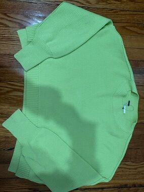 Free People Lime Green Ribbed Crewneck Sweater